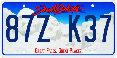 SD license plate 87ZK37
