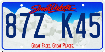 SD license plate 87ZK45