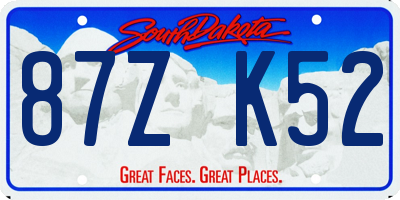 SD license plate 87ZK52