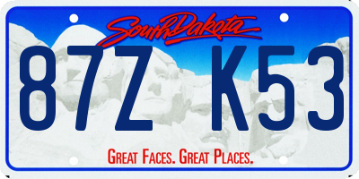 SD license plate 87ZK53