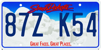 SD license plate 87ZK54