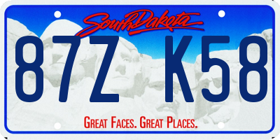 SD license plate 87ZK58