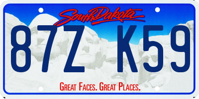SD license plate 87ZK59