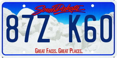 SD license plate 87ZK60