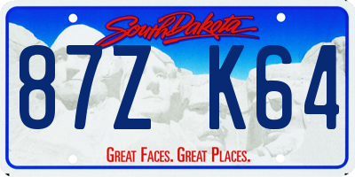 SD license plate 87ZK64