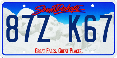 SD license plate 87ZK67