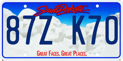 SD license plate 87ZK70