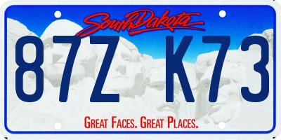 SD license plate 87ZK73
