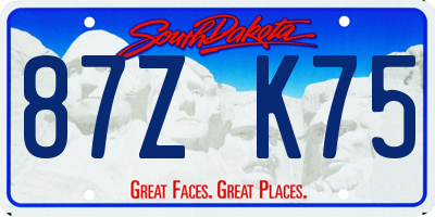SD license plate 87ZK75