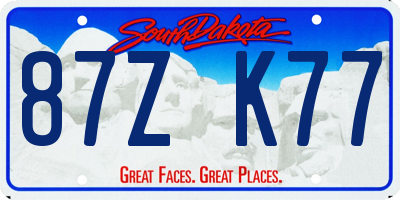 SD license plate 87ZK77