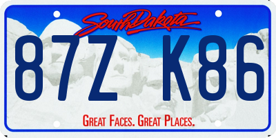SD license plate 87ZK86