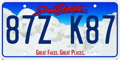 SD license plate 87ZK87