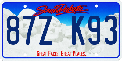 SD license plate 87ZK93
