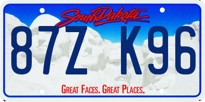 SD license plate 87ZK96