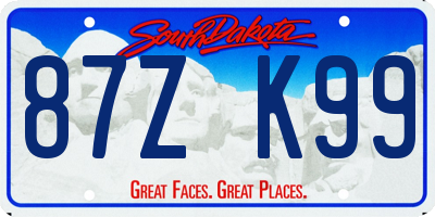 SD license plate 87ZK99