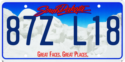 SD license plate 87ZL18