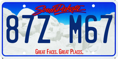 SD license plate 87ZM67