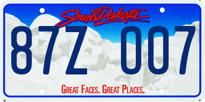 SD license plate 87ZO07