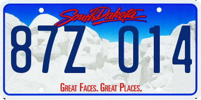SD license plate 87ZO14