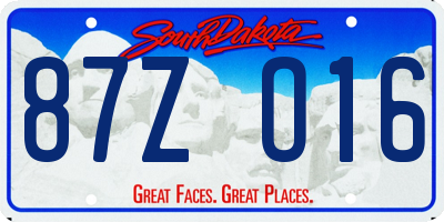 SD license plate 87ZO16