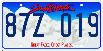 SD license plate 87ZO19