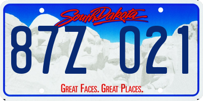 SD license plate 87ZO21