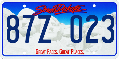 SD license plate 87ZO23