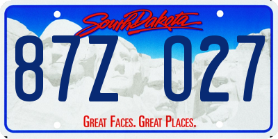 SD license plate 87ZO27