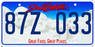 SD license plate 87ZO33