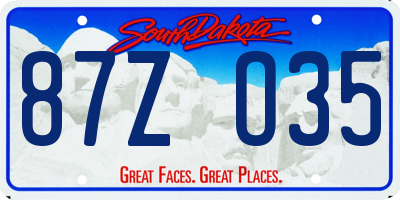 SD license plate 87ZO35