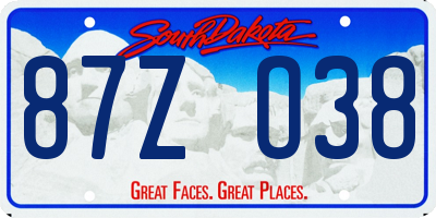 SD license plate 87ZO38