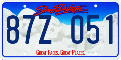 SD license plate 87ZO51