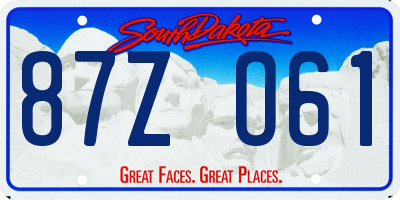 SD license plate 87ZO61