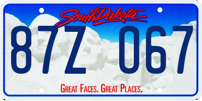 SD license plate 87ZO67