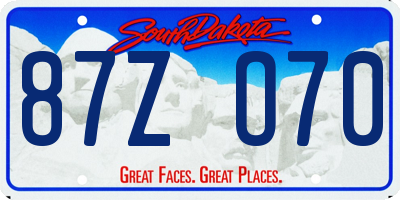 SD license plate 87ZO70