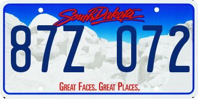 SD license plate 87ZO72