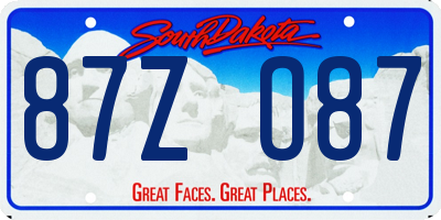 SD license plate 87ZO87