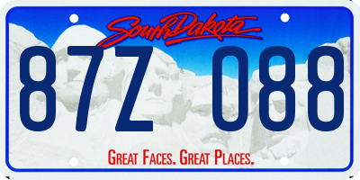 SD license plate 87ZO88