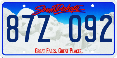 SD license plate 87ZO92