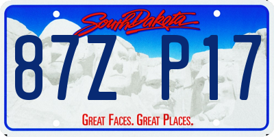 SD license plate 87ZP17