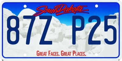 SD license plate 87ZP25
