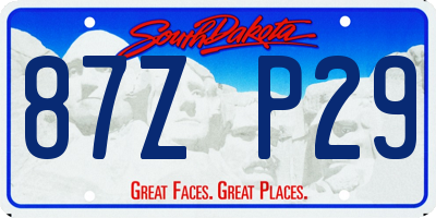SD license plate 87ZP29