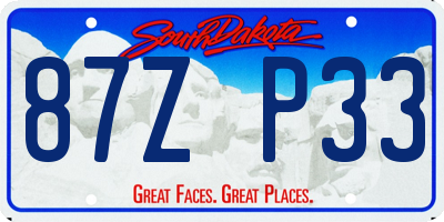 SD license plate 87ZP33