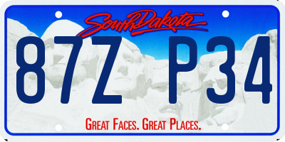 SD license plate 87ZP34