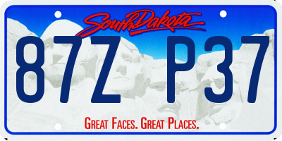 SD license plate 87ZP37