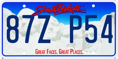 SD license plate 87ZP54