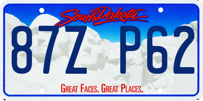 SD license plate 87ZP62
