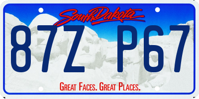SD license plate 87ZP67
