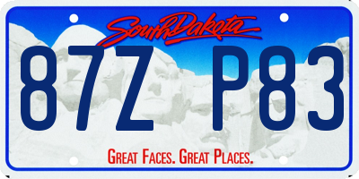 SD license plate 87ZP83