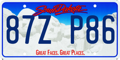 SD license plate 87ZP86